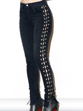 Made Gold, Betty Lace-Up Jeans | Vinyl Wash Coated Denim | Size 26